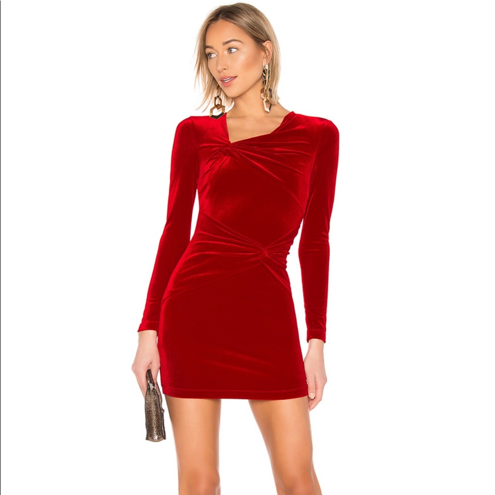 X REVOLVE Tordi Velvet Dress in Red